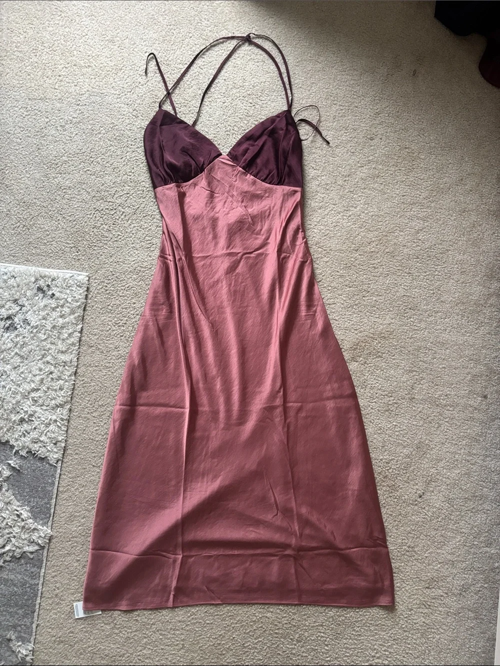 Abercrombie & Fitch Two-Tone Slip Dress in Mauve and Plum